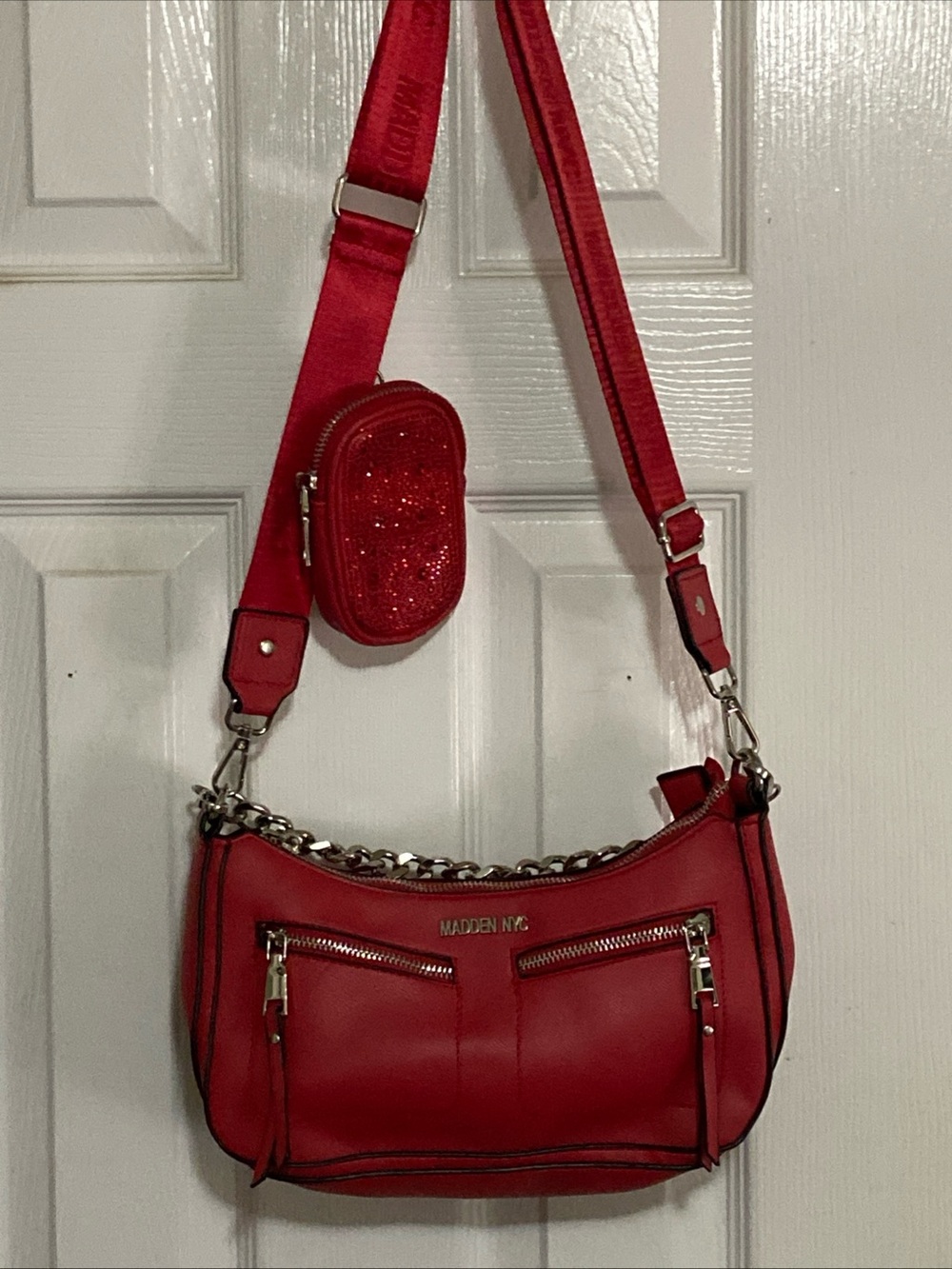 Madden NYC Red Crossbody Bag with Detachable Pouch